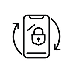 Poster - Mobile phone security rotation lock for data protection and privacy access control with arrow icon sign