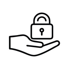 Poster - Security protection concept of hand holding padlock for data privacy and network safety and access control