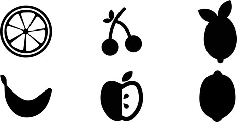 Poster - Modern Rounded Filled Fruits Icon Set