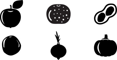 Poster - Modern Rounded Filled Fruits Icon Set