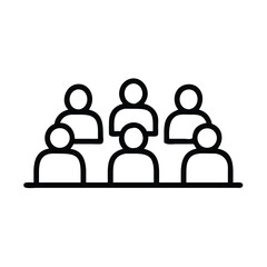 Poster - People crowd group audience team meeting conference seminar vector line icon illustration design element