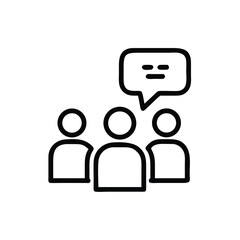 Poster - Group discussion icon vector illustration for team meeting collaboration and communication concept design