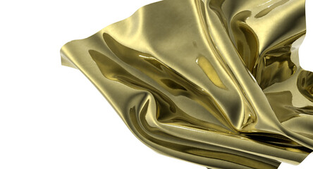 Poster - Shiny golden fabric drapes softly A luxurious feel