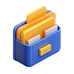 Aufkleber - 3d rendered blue storage box with colorful folder files on a black background