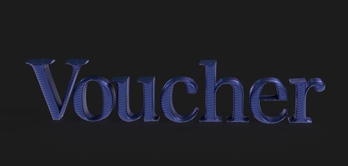 Poster - High-quality 3D render of the word 'Voucher' in dark blue. Perfect for marketing materials.