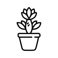 Poster - Potted plant vector illustration, houseplant in pot outline icon, indoor plant vector