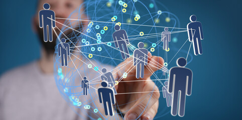 Poster - High-quality image depicting a global network, teamwork, and connection. Ideal for business, technology, and social media.