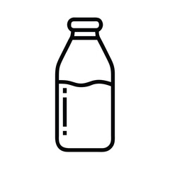 Poster - Milk bottle vector icon dairy product container fresh drink outline drawing graphic design