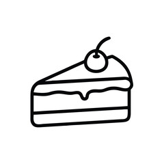 Poster - Delicious slice of cake with cherry drawing vector illustration dessert bakery icon