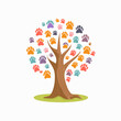 © Riaman - A pawprint tree with a brown trunk on a green patch