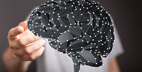Aufkleber - Abstract digital brain illustration.  Perfect for AI, technology, and neuroscience concepts.