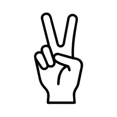 Poster - Peace sign hand gesture vector illustration victory hand sign outline icon graphic design element isolated symbol