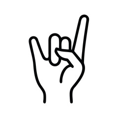Poster - Hand gesture rock and roll outline vector illustration for music lovers and concert goers sign symbol