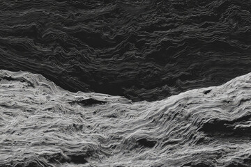 Aufkleber - Abstract black and white minimalist line art, featuring flowing wavy patterns and organic texture, evokes sense of calm and modern sophistication