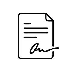 Poster - Signed document icon vector illustration for contract agreement and legal paperwork concept design use