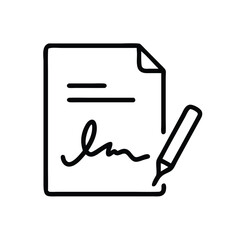 Poster - Document signing icon vector illustration for agreement contract and business deal concept design 
