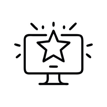 Star rating on computer screen icon for best online reviews and top website rankings symbol vector image