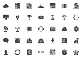 Poster - Network and communication solid glyph icon set