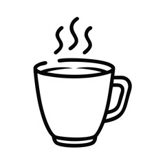 Poster - Hot coffee cup steaming vector icon illustration drawing design for cafe menu and drink related graphic design