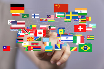Poster - Image of interconnected world flags, symbolizing global communication and collaboration.