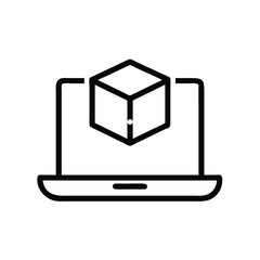 Fototapete - Laptop computer with cube for 3d modeling and design software application for graphic designer and artist