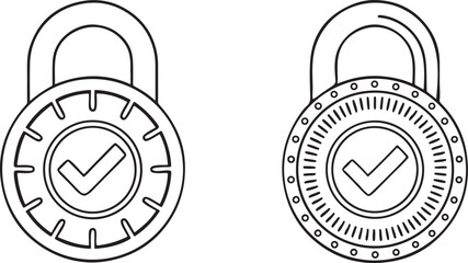 Poster - Padlock Icon with Check Mark Inside Flat Vector for Secure Login and Privacy App Settings