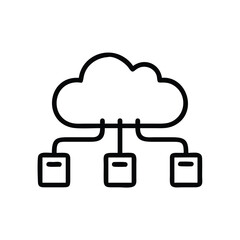 Poster - Cloud computing network diagram showing a cloud connected to three servers in a simple line drawing