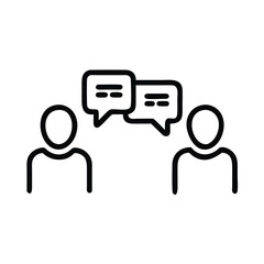 Poster - Two people having a conversation with speech bubbles showing communication and interaction between individuals shown