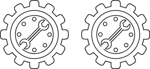 Poster - Settings Gear Icon with Wrench Inside Flat Vector Tool for App Preferences and Configuration