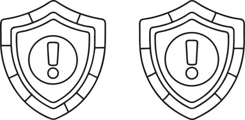 Poster - Shield Icon with Center Exclamation Mark Flat Vector for Alert Protection and Security Warning