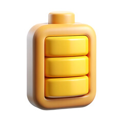 Poster - Three level yellow battery icon 3d rendered on black background digital illustration