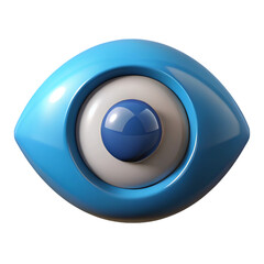 Fototapete - Three-dimensional cartoon eye in blue and white colors against a black background, artistic render.