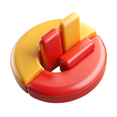 Aufkleber - Vibrant 3d rendered pie chart showing data analysis and business concepts against black background.
