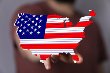 Aufkleber - High-quality image of a US map designed with the American flag. Perfect for patriotic themes.