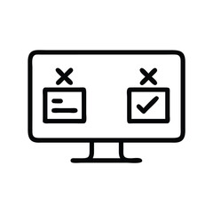 Poster - Online survey form with check mark and cross mark on computer screen for feedback and data collection process