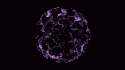 Fototapete - Vector futuristic purple sphere of particles and lines. Network connection big data. Abstract technology background.