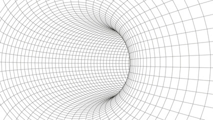 Wall Mural - abstract wireframe tunnel. light science wormhole. vector 3d portal grid. futuristic fantasy funnel.