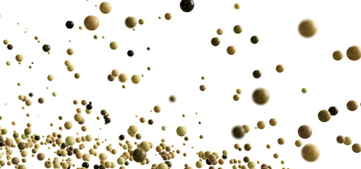Poster - High-resolution image of many beige and brown spheres floating on a white background. Ideal for presentations or websites.