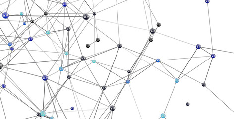 Fototapete - Stock photo of a complex network visualization with interconnected nodes. Ideal for technology, connection, and communication concepts.