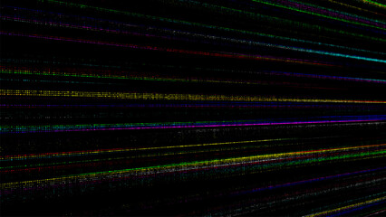 Poster - Colors dots texture with noise effect. Abstract halftone background. Vector glitch backdrop. Digital screen with matrix or binary code.