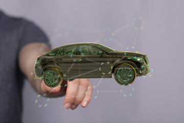 Poster - Modern automotive technology.  Digital car model concept.  Innovation in design.