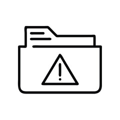 Fototapete - Warning folder icon vector file error alert symbol caution sign document problem data protection issue isolated
