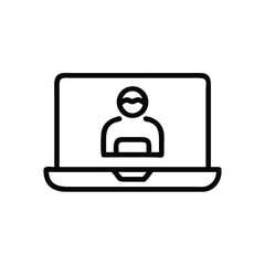 Fototapete - Online meeting virtual conference video call laptop communication remote work digital connection and webinar icon