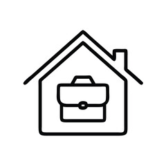 Poster - Work from home icon remote job concept freelance career opportunity and business briefcase in house symbol