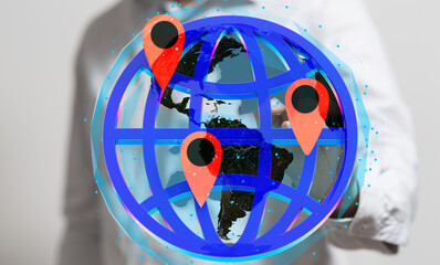 Poster - Illustrates global reach and interconnectedness. Perfect for technology, travel, and communication.
