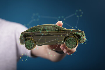 Poster - Futuristic car design, digital transformation, smart vehicle technology, automotive innovation.