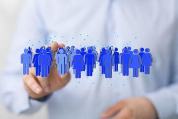 Leinwandbilder - Image depicts a digital network of people, symbolizing connection, community, and global reach.