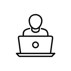 Poster - Person using laptop computer vector icon remote work online education studying from home user interface design