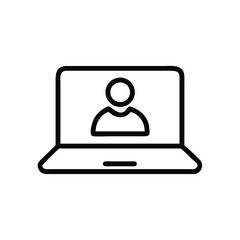 Fototapete - Online meeting laptop icon for virtual conference and remote work communication technology concept design