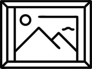 Poster - Framed landscape art print mountain range wall decor scenic view home interior design simple line drawing